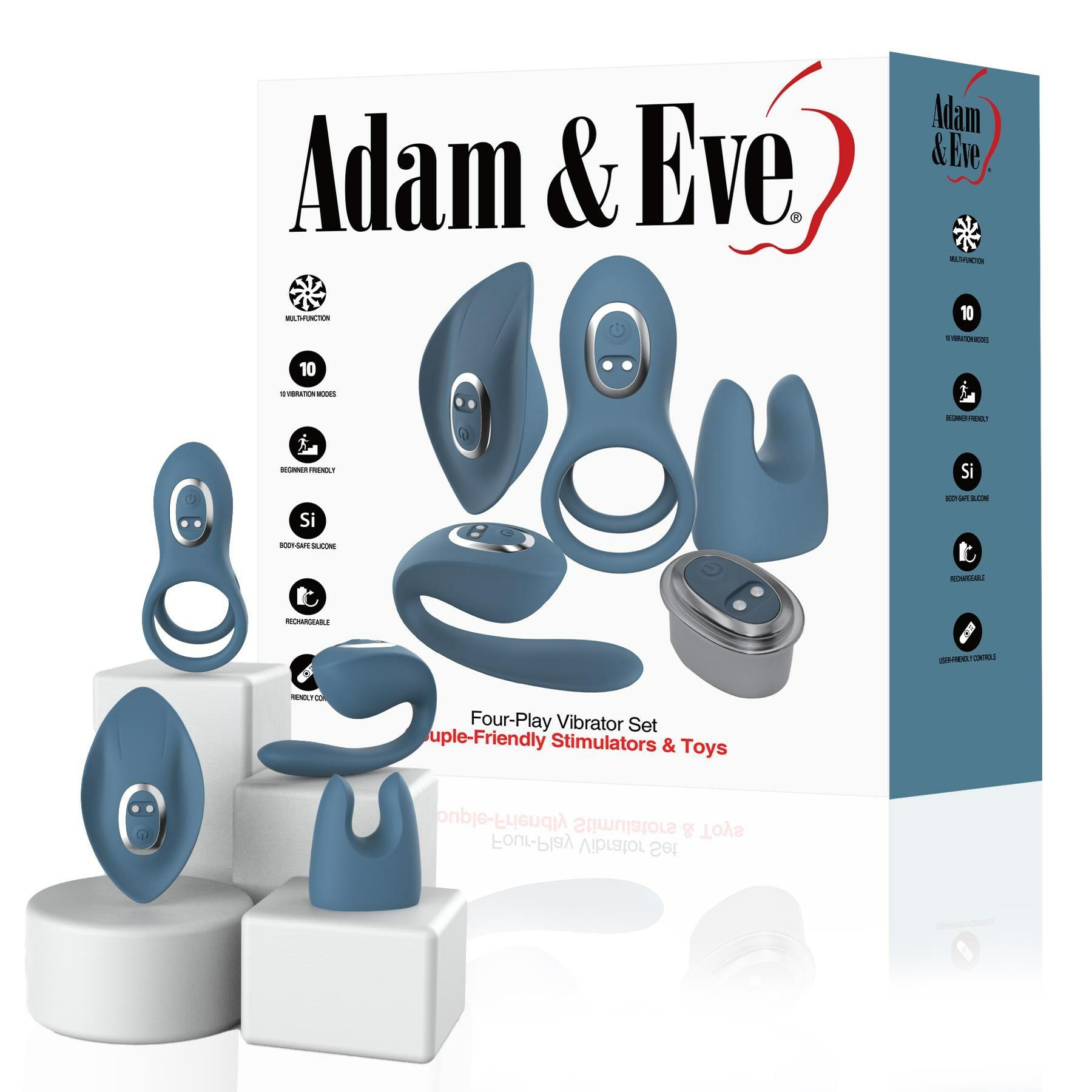 Adam & Eve Four-Play Vibrator Set  |  Couples Vibrators Clitoral Vibrators Blue