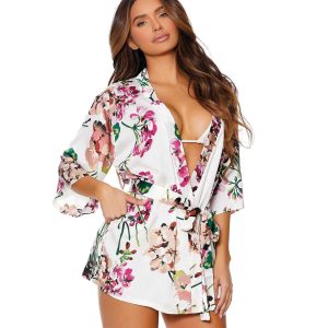 Floral Charmeuse Kimono Robe  |  Robes & Gowns Lingerie Floral