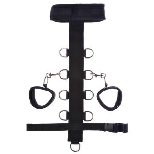 Lux Fetish Adjustable Neck & Wristraint Set  |  Restraints Bondage Black