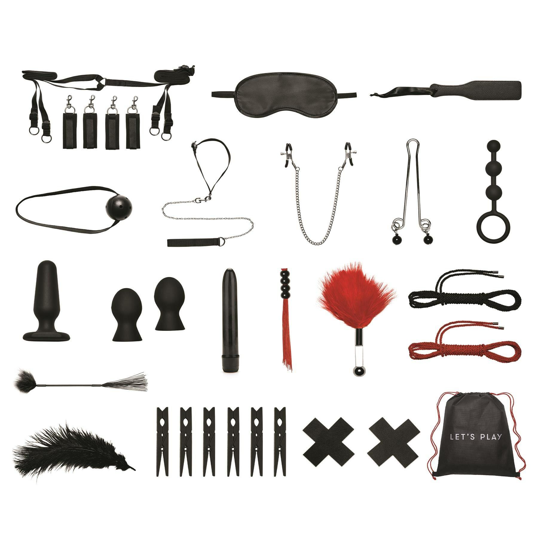 Lux Fetish Bedspreaders 20 Piece Bondage In A Box Set  |  Bondage Kits Bondage Black