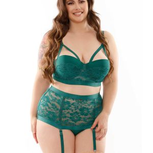 Nadine Bra & High Waisted Gartered Panty  |  Lingerie Sets Lingerie Emerald