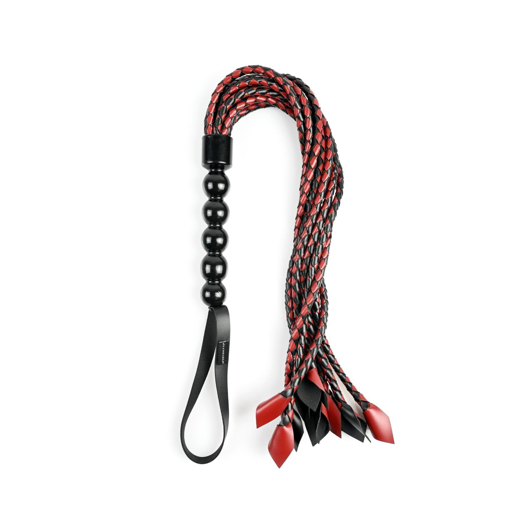 Saffron Braided Flogger  |  Ticklers & Whips Bondage Black/Red