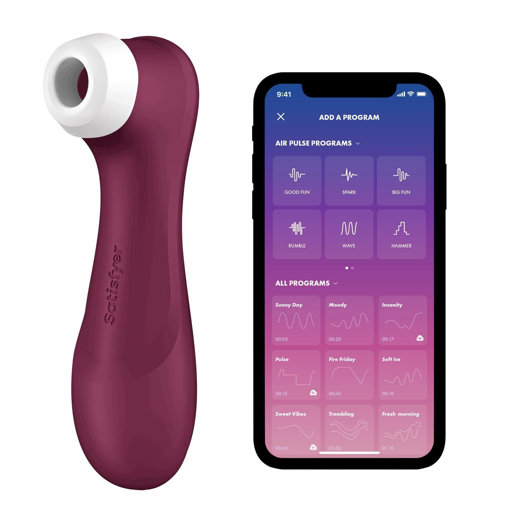 Satisfyer Pro 2 Gen 3 Liquid Air Clitoral Stimulator With Bluetooth  |  Clitoral Vibrators Clitoral Vibrators Burgundy