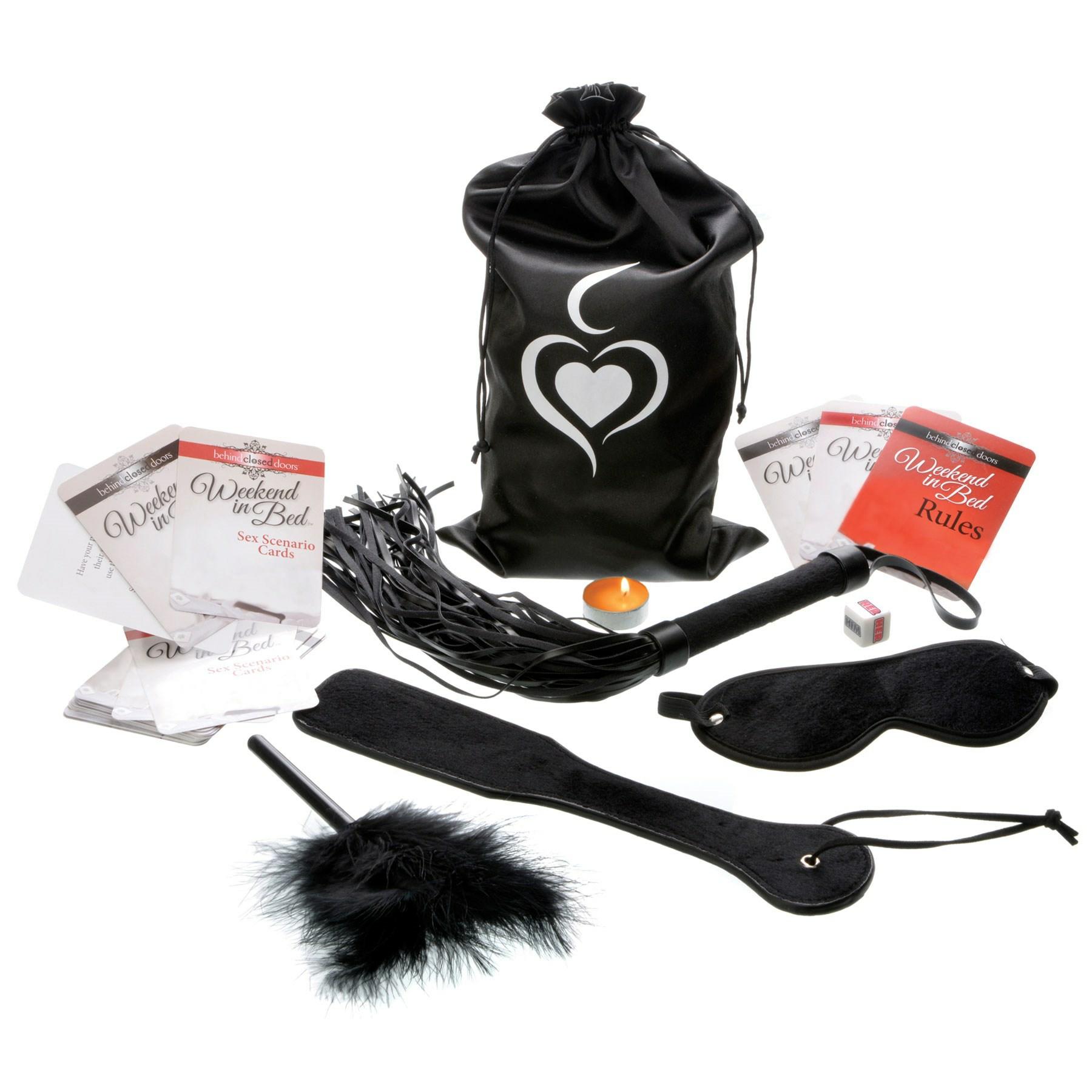 Weekend In Bed Lovers Bondage Kit  |  Romance Kits Bath & Body Black